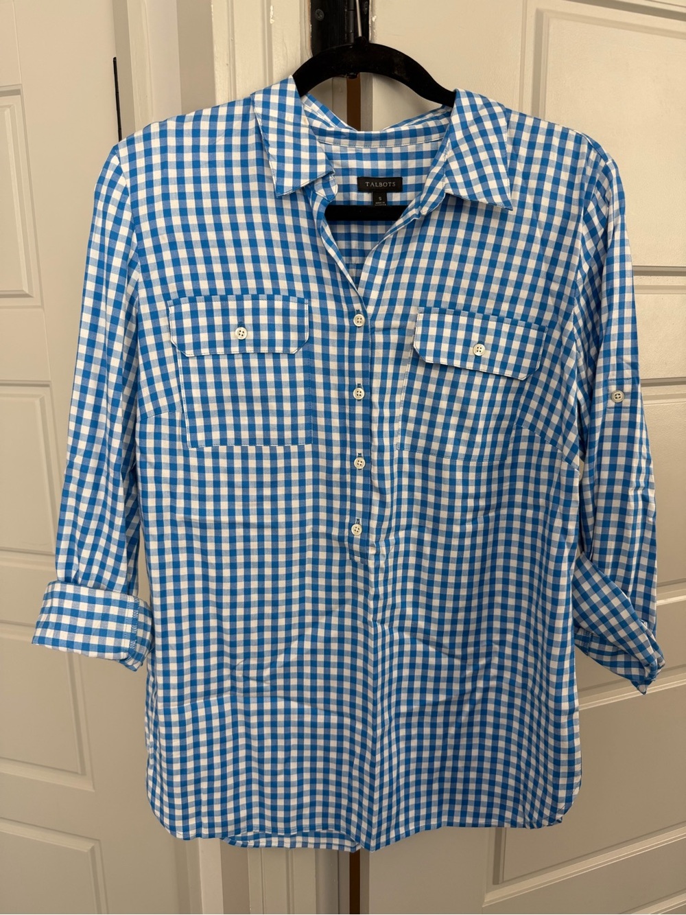 Talbots Gingham Check Button-up Blouse